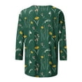 thumbnail image 5 of Amidoa 3/4 Sleeve Ladies Tops Plus Size Floral Green Crewneck Graphic Tees Womens Shirts XL, 5 of 5
