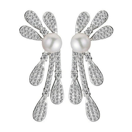 CZ Collections Cubic Zirconia Pearl Earrings