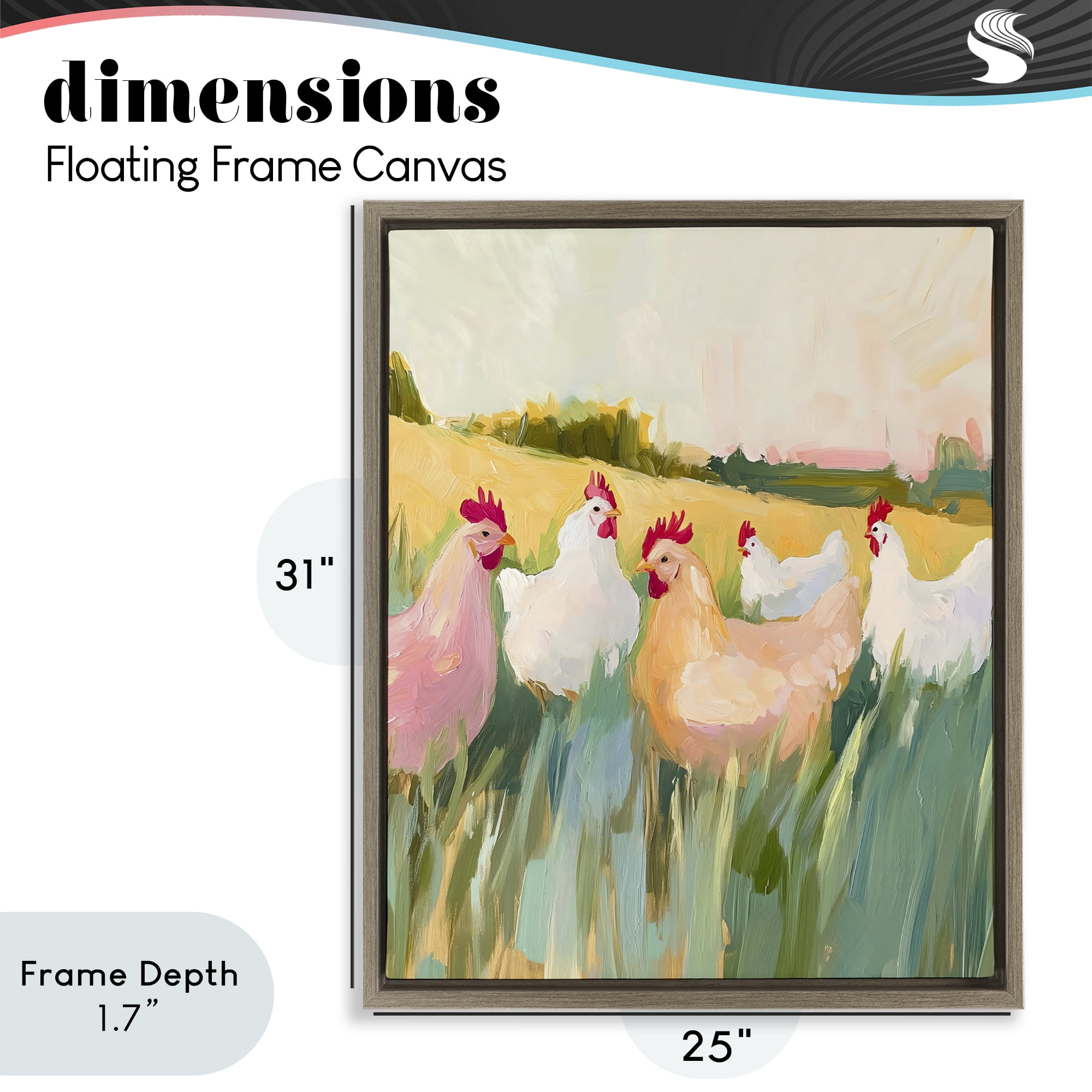 Stupell Industries Sunlit Flock of Chickens Brown Framed Floater Canvas Wall Art, design by The Prints Vibe