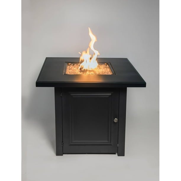 28 Matte Black Propane Fire Pit Table With Free Arctic Ice Glass Lid And Cover Walmart Com Walmart Com