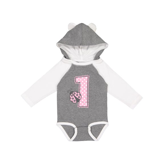 Inktastic Pink Ladybug 1st Birthday Girls Long Sleeve Baby Bodysuit