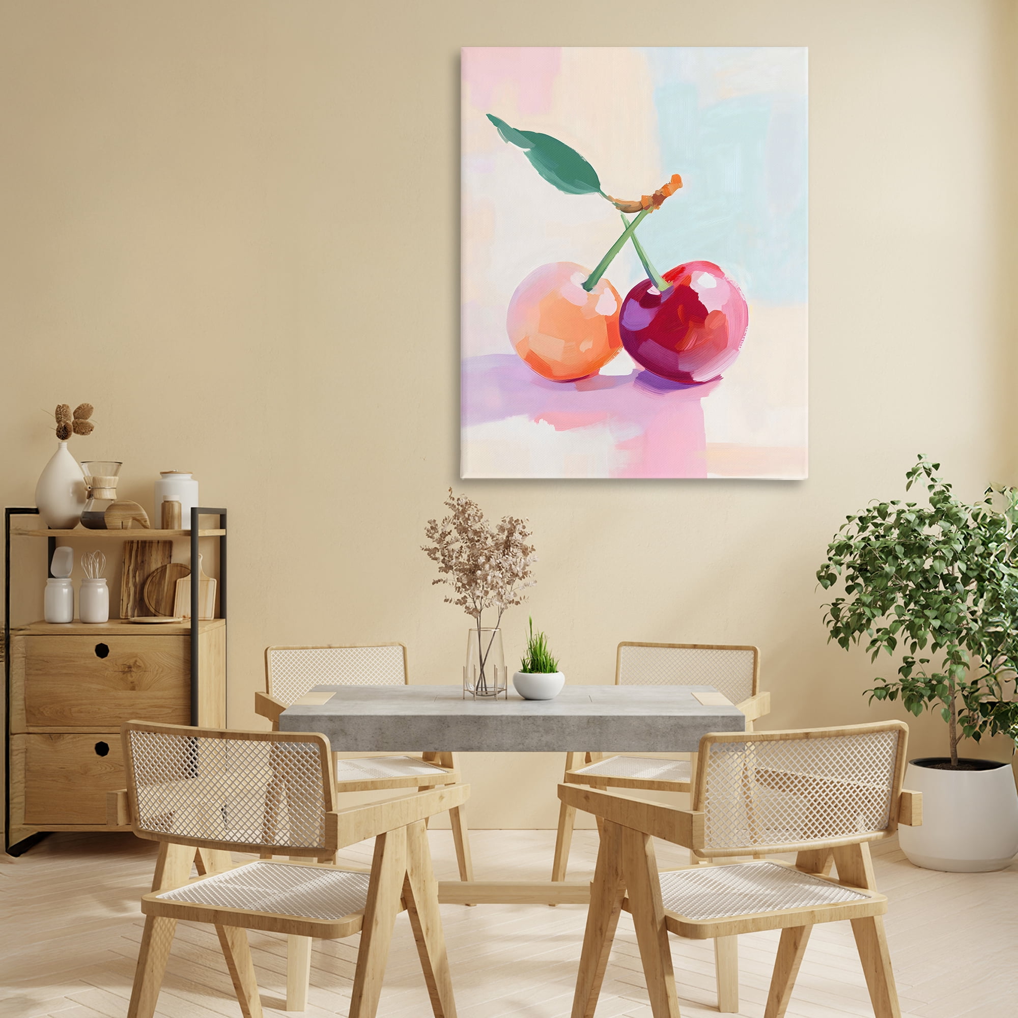 Stupell Industries Pastel Cherries Pair Canvas Wall Art, design by The Prints Vibe