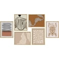 thumbnail image 3 of PixonSign Framed Canvas Print Wall Art Set - Mid-Century Paint Stroke & Humanities Pattern - Set of 6 Minimalism Abstract Geometric Poster Cultural Art Wall Décor - 11"x14"x6 Natural, 3 of 5