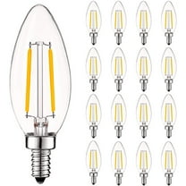 Luxrite 4W Vintage Candelabra LED Bulbs Dimmable, 400 Lumens, 40W Equivalent, Clear Glass, E12 Base (16 Pack) 3000K (Soft White)