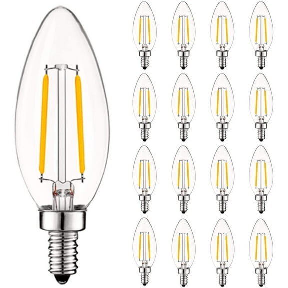 Luxrite 4W Vintage Candelabra LED Bulbs Dimmable, 400 Lumens, 40W Equivalent, Clear Glass, E12 Base (16 Pack) 4000K (Cool White)