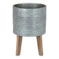 thumbnail image 2 of Kate and Laurel Gavri Casual Farmhouse Galvanized Metal Planter with Rustic Wood Stand, 2 of 5
