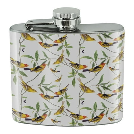 

Yellow Song Birds Pattern Stainless Steel 5oz Hip Drink Kidney Flask