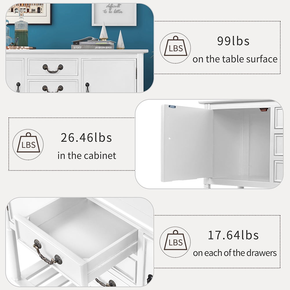 Lowestbest 45" Farmhouse Accent Entryway Table, Entry Table with 3 Drawers, 2 Cabinets and 1 Shelf (White) Lowestbest 45" Farmhouse Accent Entryway Table, Entry Table with 3 Drawers, 2 Cabinets and 1 Shelf (White)