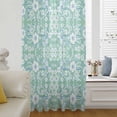 thumbnail image 6 of Light Green Blue Floral Sheer Curtains 108 Inches Extra Long, Vintage Pastoral Botanical Light Filering Curtains, Privacy Drapes Simi Floor to Veiling Curtain for Living Room Bedroom Window Treatment, 6 of 9