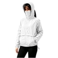 thumbnail image 3 of Vmvidoty Women's High Collar Zippered Pockets Waterproof Raincoat Lightweight Rain Jacket Hooded Windbreaker for Outdoor White 2XL, 3 of 9