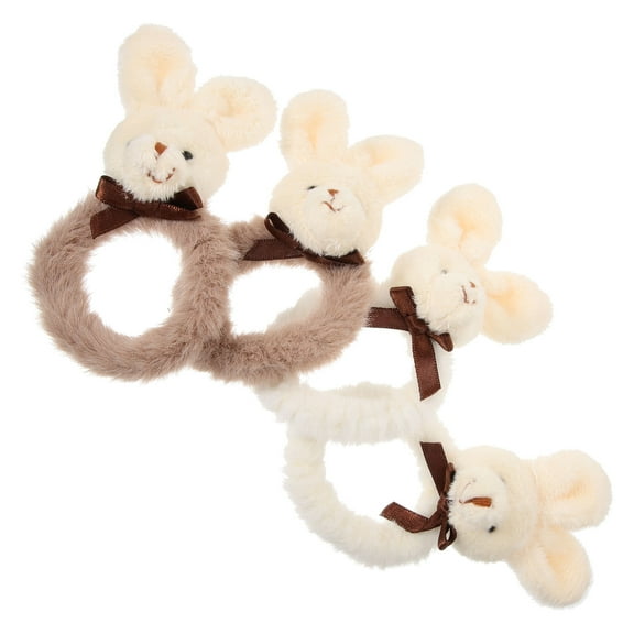 UPOUART 4Pcs Cute Bunny Hair Scrunchie Plush Hair Ring For Girls Daily Wear
