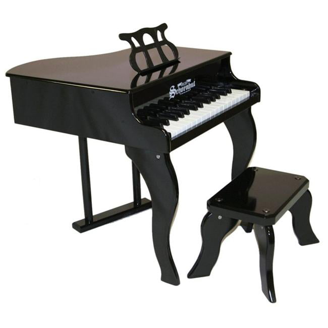 Kid's Black 30 Key Toy Grand Piano with Bench 