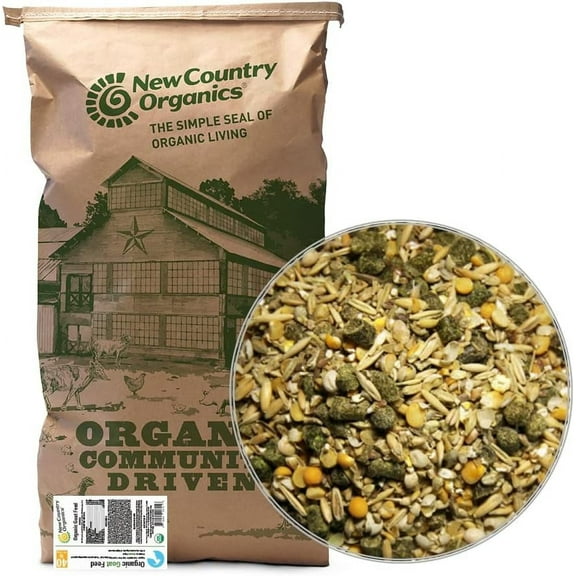 New Country Organics | Goat Feed 40lb | for All Stages of Goats | Daily Goat Food | 15% Protein | Soy-Free, Certified Organic and Non-GMO, Made in North America | 40lbs Bag