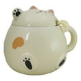 thumbnail image 4 of Whimsical Yellow Chubby Feline Kitty Cat Cup Mug With Lid And Stirring Spoon, 4 of 10