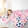 thumbnail image 3 of Manfei Football Ball Sport Queen Comforter Set,Monogrammed K Design Comforter Sets Queen,Pink Reversible,3-Piece,1 Comforter and 2 Pillowcases, 3 of 7