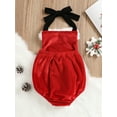 thumbnail image 3 of Qiylii Christmas Santa Claus Velvet Romper, Neck Hanger Plush Edge Bodysuit,Red 0-24M, 3 of 9