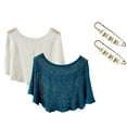 thumbnail image 2 of CXHEGBEJ 2pcs Knitted Sun-Proof Ice Silk Shawl for Women Summer Hollow-Out Knit Shawl Wraps Pullover Top Shoulder Wrap Shrug Cover Up Outfit with Pearl Clips Gift Multicolor D, 2 of 9