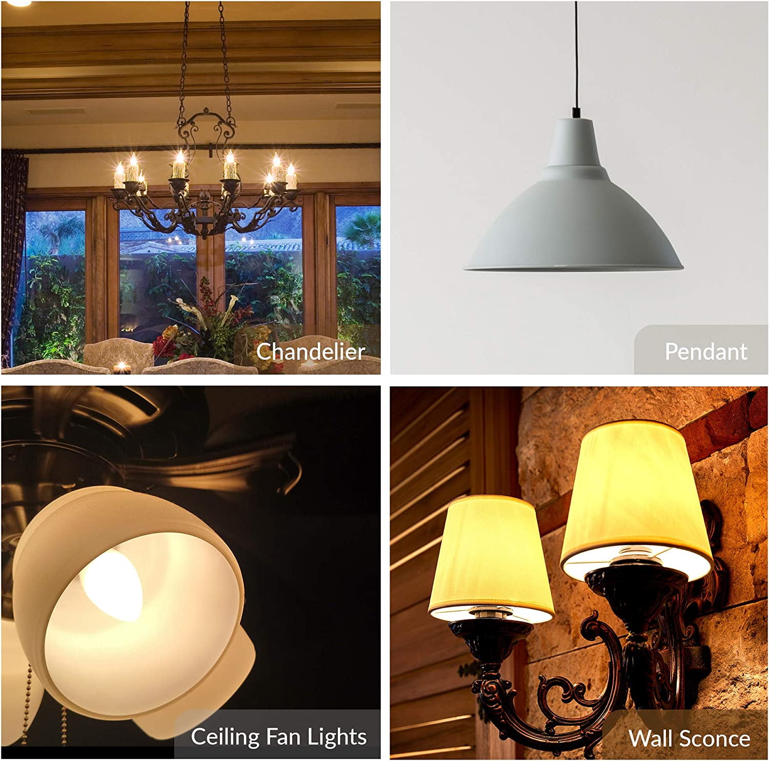 Candelabra Flame Tip Frosted CA10 25W E12 Base (12 Pack) Decorative Incandescent Light Bulbs 120V for Chandeliers, Ceiling Fan Lights, Pendants, Wall Sconces, Dimmable, Warm White 2700K