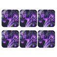 thumbnail image 2 of Fuzoiu Purple Pattern White Tiger Print Leather Coasters Set,Drink Coasters Set of 6,for Tabletop Protection, Durable PVC Coasters,Home Décor and Housewarming Gift,Square, 2 of 7