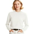 thumbnail image 2 of Women Sweaters Long Sleeve Tops Classic Crew Neck Pullover Sweaters Loose Dressy Casual Basic Clothes White 2XL, 2 of 5