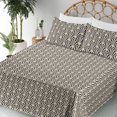 thumbnail image 3 of Ambesonne Retro Fitted & Flat Sheet with Shams 4 Pcs Set, Wave Geometric Motif Art Deco, Full, Dark Grey White Fawn, 3 of 5
