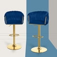 thumbnail image 3 of Dextrus Swivel Velvet Bar Stools Set of 2, Adjustable Height Counter Stools, Navy Blue, 3 of 8