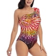 thumbnail image 3 of Goofa Fireworks Pattern Women's One Piece Swimsuits Tummy Control Bathing Suits Asymmetric One Shoulder Swimwear-X-Large, 3 of 6