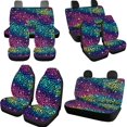 thumbnail image 3 of Uorisanigo Colorful Leopard Print 10 Pcs Auto Seat Cover Sets with Comfortable Car Seat Belt Pad Cover Car Steering Wheel Cover Auto Water Cup Pad Chapstick Holder Fit for Most Cars, SUV, 3 of 7