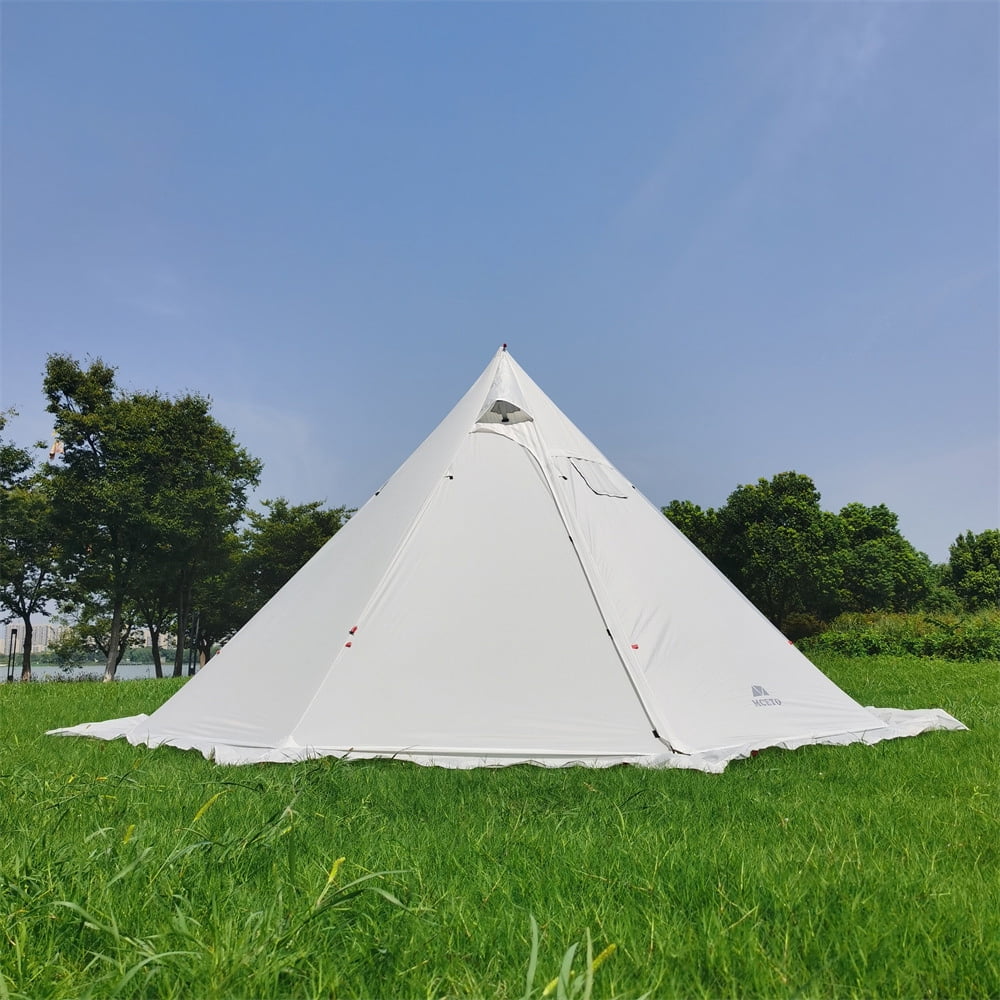 Kadahis Tipi Hot Tent with Fire Retardant Stove Jack for Flue Pipes, 4~6 Person, 20D Nylon Coated Silicone Waterproof 4000mm, Lightweight, Teepee Tents for Family Team Outdoor Camping Hiking