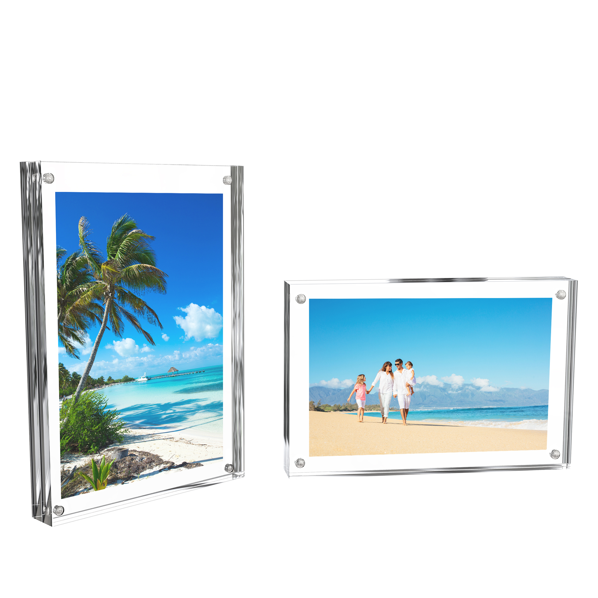 Acrylic Picture Frames 5x7?- Clear Freestanding Block Frame with Double Sided Photo/Art Display 
