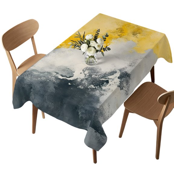 Rectangle Tablecloth, Abstract Yellow Beige Black Ombre Waterproof Table Cloth 52x70 in Minimalist Color Gradient Washable Spillproof Table Cover for Kitchen Dining Party Decor Outdoor Camping