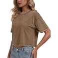 thumbnail image 3 of Sundazz Cropped T shirts for Women Oversized Vintage Cotton Tee Short Sleeve Summer Tops Casual Shirts, 3 of 8