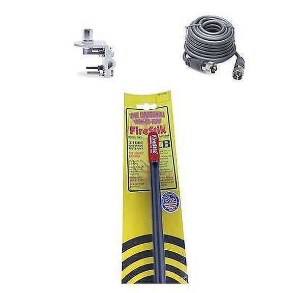 NEW FIRESTIK  KW3 B 3FT BLACK CB ANTENNA, 18FT RG8X COAX, BRACKET & STUD