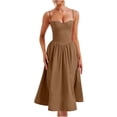 thumbnail image 2 of Women's Vintage Corset Dress Spaghetti Strap A-Line Midi Dress Elegant Cocktail Party Evening Dresses, 2 of 9