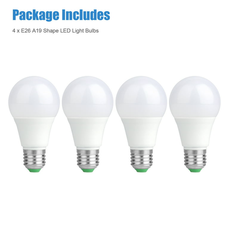 Langt væk Pensioneret Idol A19 LED Light Bulbs, EEEkit 60 Watt Equivalent LED Bulb Light, 6000K Soft  White, 840 Lumen, E26 Standard Base 9W Non-Dimmable Bulbs for Home Bedroom  Office (4pcs) - Walmart.com