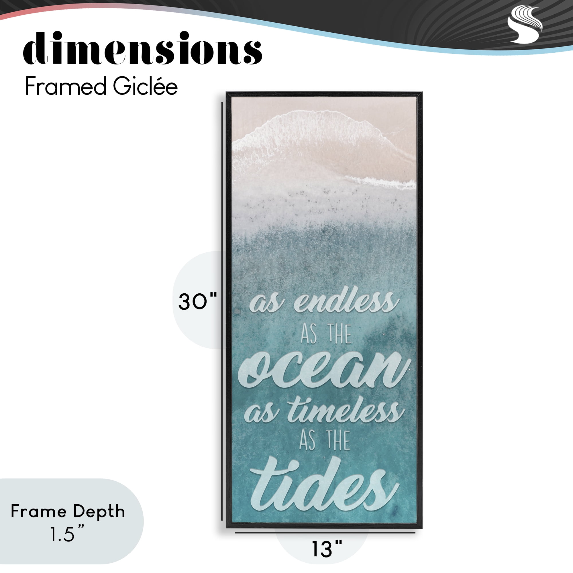 Stupell Industries Endless Ocean Timeless Tides Black Framed Giclee Art, design by Marcus Prime
