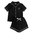 thumbnail image 3 of Women's Button Down Pajama Set Cute 2 Piece Short Sleeve Shirt Shorts Sleepwear Lightweight Summer Lounge Set Soft Bride Pjs Modal Black Medium, 3 of 5
