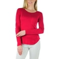 thumbnail image 3 of ToBeInStyle Women's Long Roll-Up Sleeve Ladder-Back Pocket Top - Burgundy - Large, 3 of 7