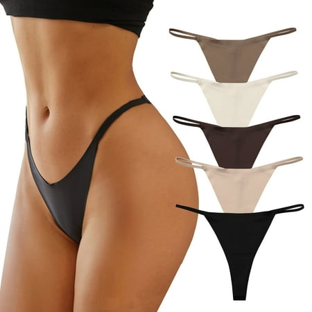 

Buankoxy G-string Thongs for Women Strappy T-back Underwear Tangas Panties 5 Pack Set(Size 5)