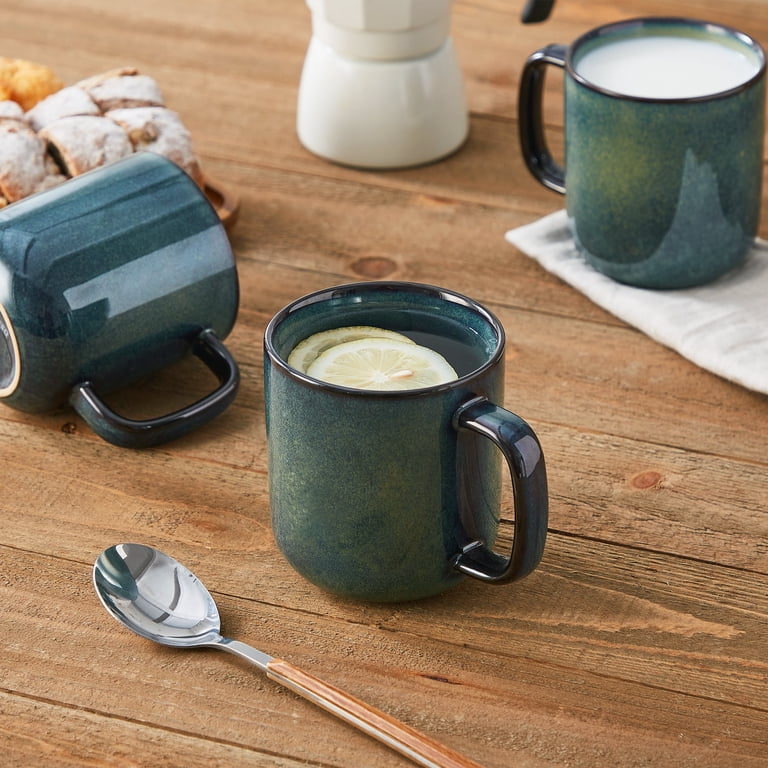Malacasa Stoneware Coffee Mugs Set, 16 oz Coffee Cups Set of 4, Dishwasher & Microwave Safe, Green