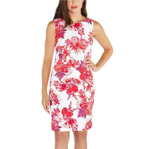Mario Serrani Women’s Ladies Shift Dress, Pink Floral Print, 10