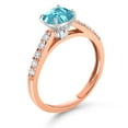 thumbnail image 3 of 10K Rose Gold Swiss Blue Topaz and White Lab Grown Diamond Engagement Ring for Women (2.95 Cttw, Cushion Checkerboard Cut 8MM, Gemstone November Birthstone, Available in Size 5, 6, 7, 8, 9), 3 of 4