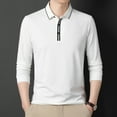 thumbnail image 4 of Autumn Men's Long Sleeve Polo Neckline Vertical Stripe Polo Shirt, 4 of 7