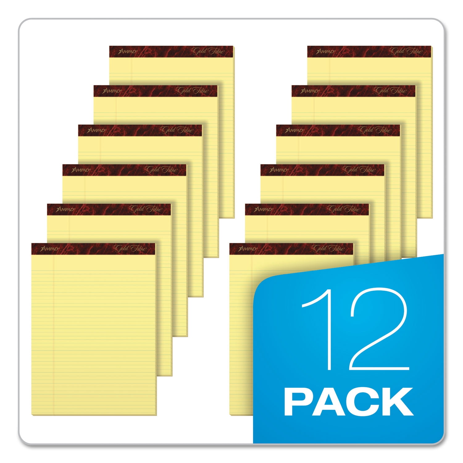 Gold Fibre Quality Writing Pads, Narrow Rule, 50 Canary-Yellow 8.5 X 11.75 Sheets, Dozen | Bundle of 2 Dozen