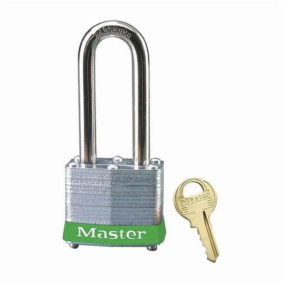 Lockout Padlock, Keyed Alike, Steel, Green, 2 in Shackle Height, 1 9/16 in Body Width