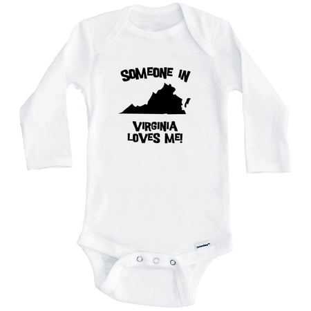 Someone In Virginia Loves Me State Silhouette Cute One Piece Baby Bodysuit - One Piece Baby Bodysuit (Long Sleeve), 0-3 Months White