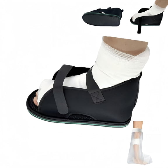 Adjustable plaster shoes postoperative shoes, medical walking shoes with Magic sticker, suitable for foot sprains, ankle fractures, toes, suitable for left and right feet( Small )