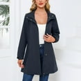 thumbnail image 5 of SWSMCLT Women's Hooded Raincoat Lightweight Slim Fit Full Zip Long Rain Jacket Trench Coat Waterproof Rain Coats Casual Anoraks Long Sleeve Outerwear Dark Blue 14, 5 of 5