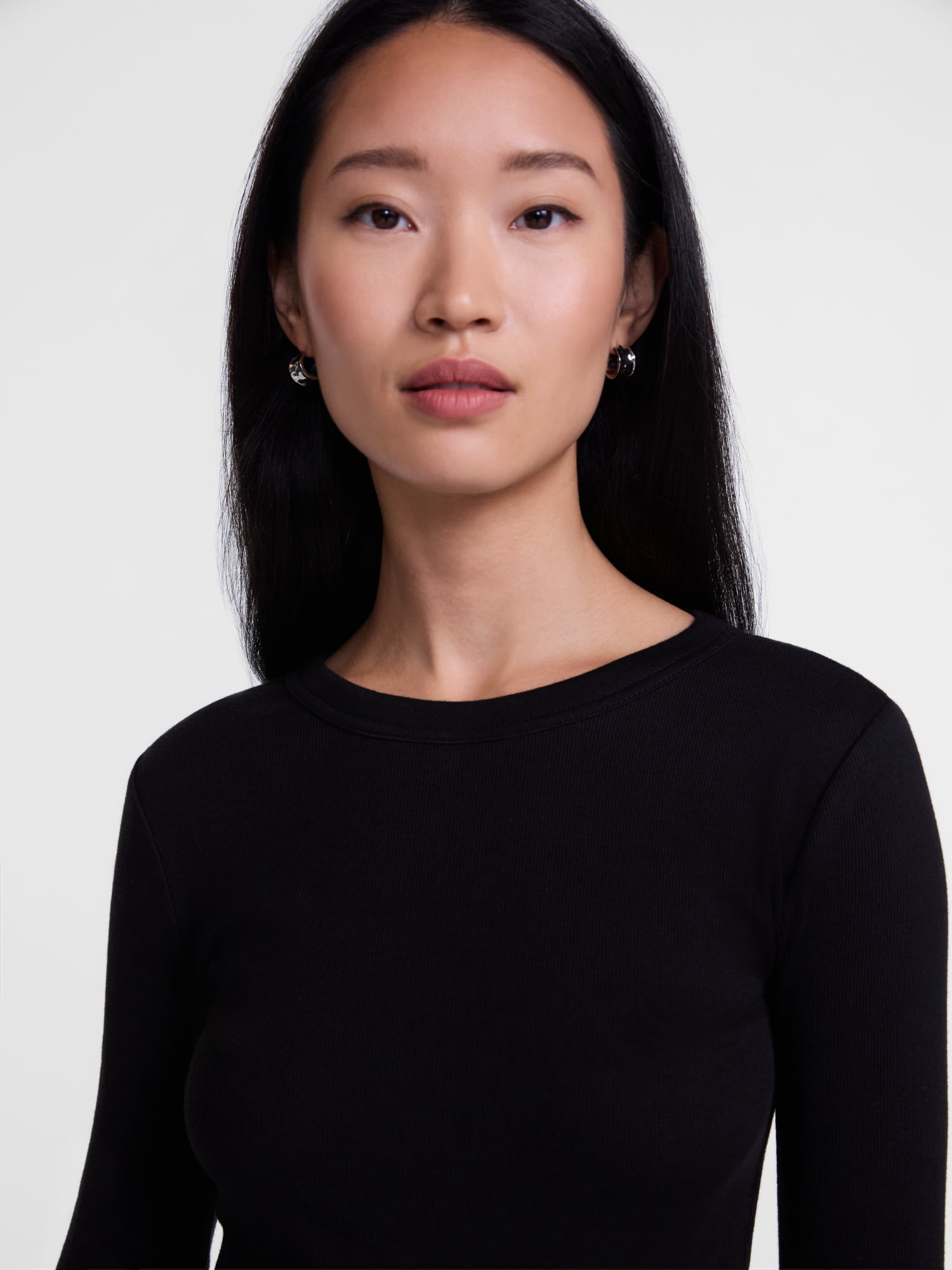 Scenario Women's and Women's Plus Rib Tee with Long Sleeves, Sizes XS-4X