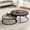 Gray, variant on NessCarsti Modern Round Coffee Table Set, Black Metal Legs, Walnut Finish, 31.5/23.7" for Living Room